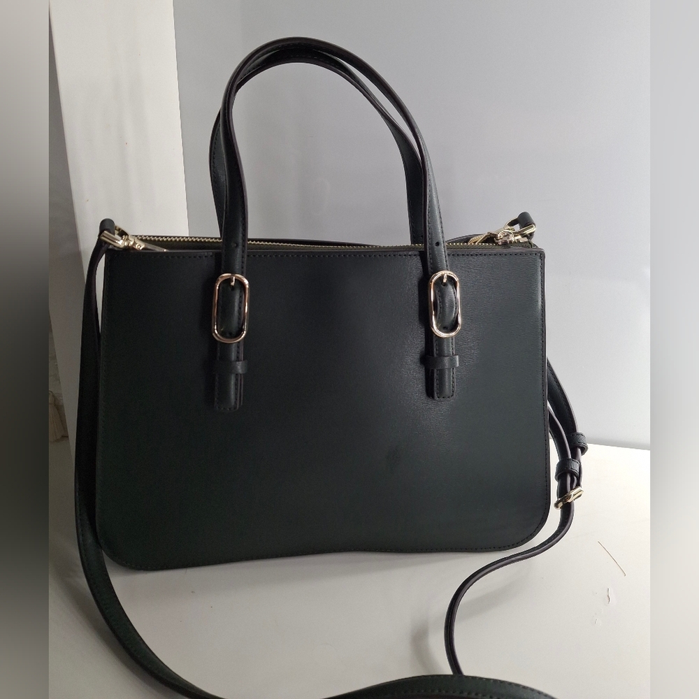 NWOT kate spade Deep Dark Green Leather Satchel with Gold Hardware - Picture 2 of 7
